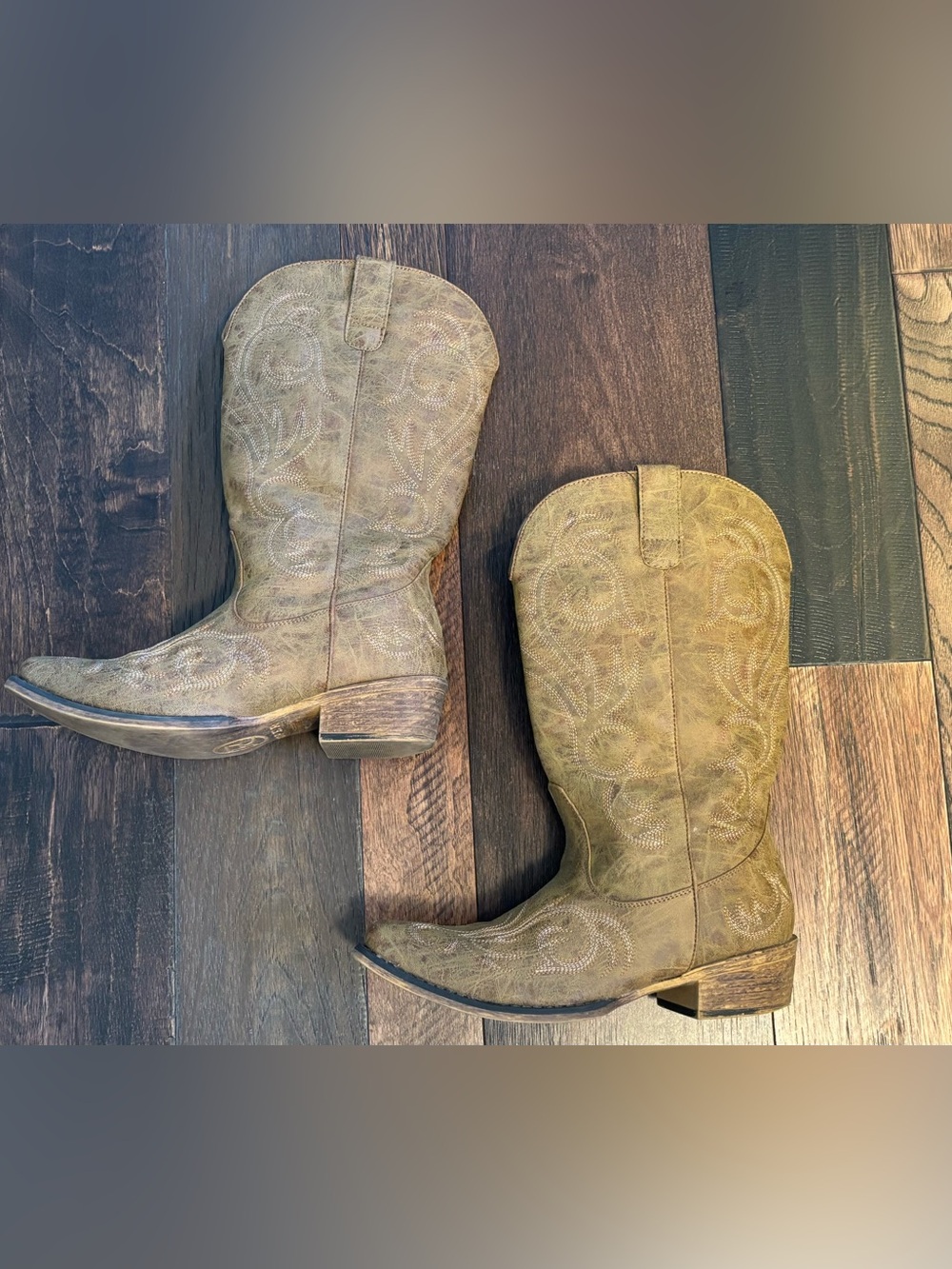 Roper Women's Distressed Tan Western Cowboy Boots - Size 10
